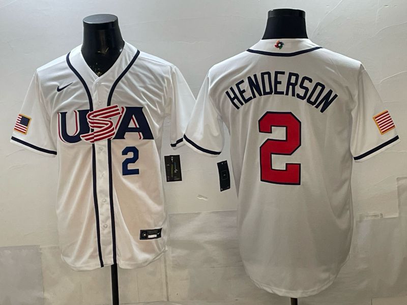 Men 2026 World Cub USA #2 Henderson White Game Nike MLB Jersey style 003